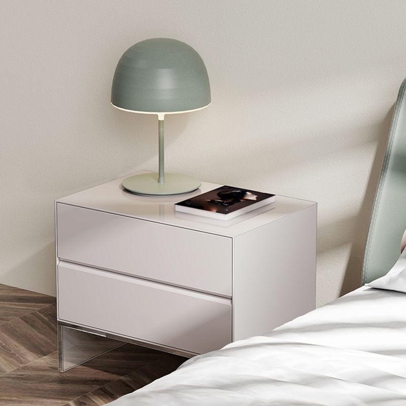 Contemporary Wood Nightstand 20-inch Tall 2-Drawer Night Table with Acrylic Base