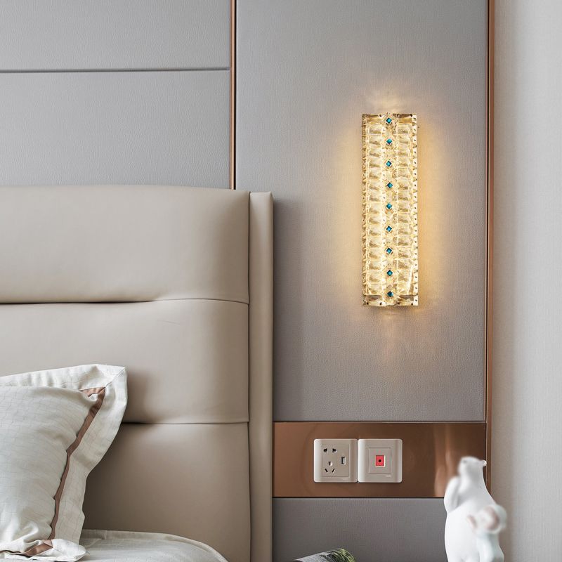 Quadratische Schattenkristallwandleuchter moderner Stil 2 Lichter Wandmontage Leuchte in Gold