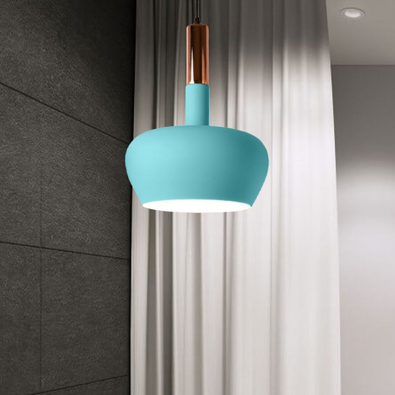 Wine Glass Metal Hanging Pendant Light Modernism 1 Light Blue/Pink/Yellow Suspension Pendant