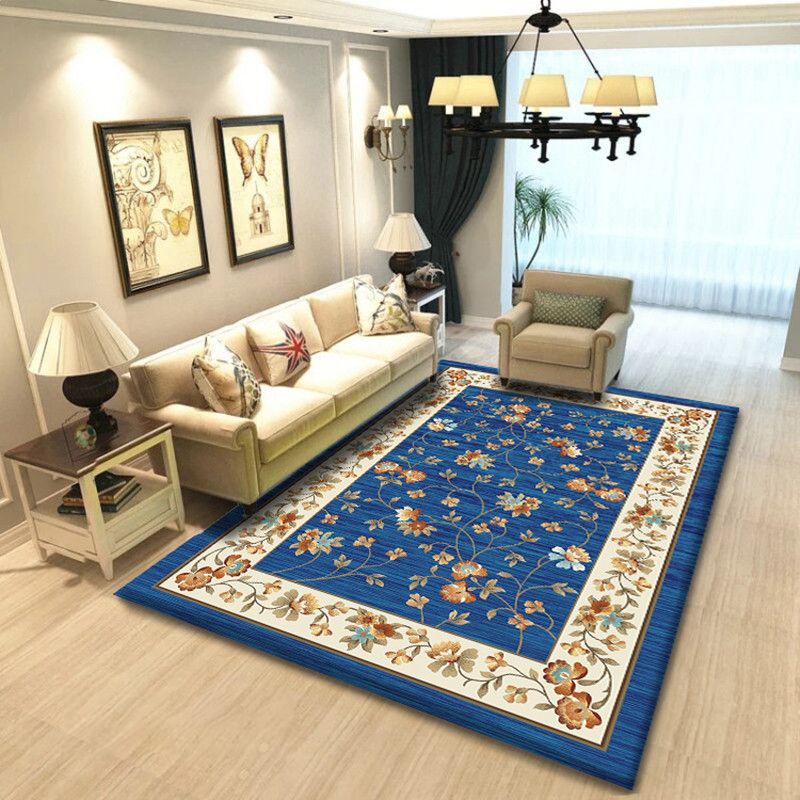 Modern Floral Printed Rug Multi-Color Polyster Indoor Rug Anti-Slip Backing Machine Washable Area Carpet for Living Room