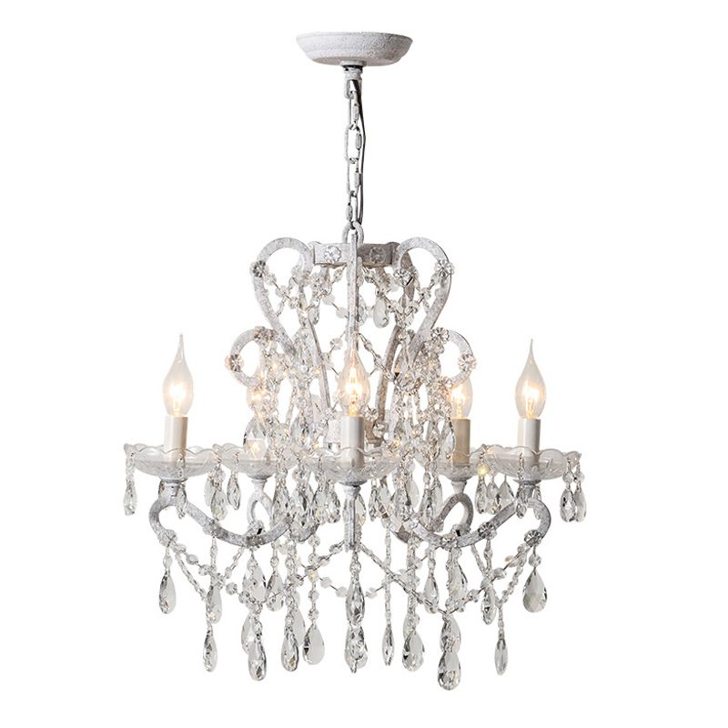 American Style Candle Chandelier Light Fixtures Multi-Head Hanging Pendant Lamps with Crystal