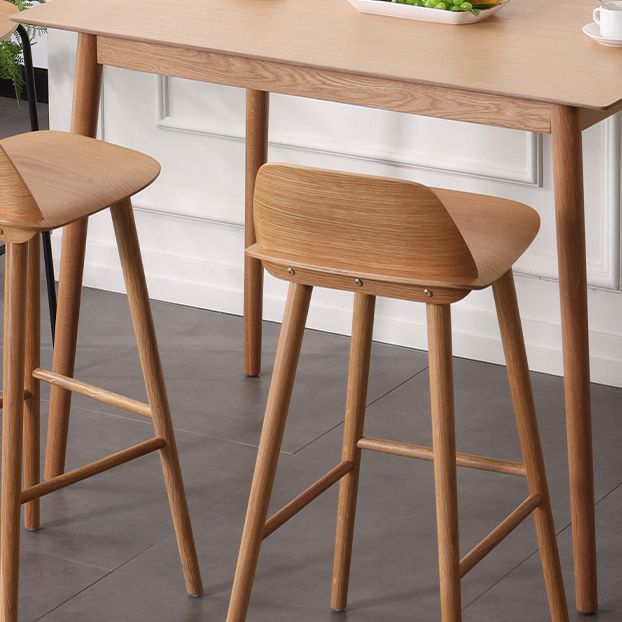 Indoor Oak Solid Wood Bar Stool Modern Armless Low Back Stool