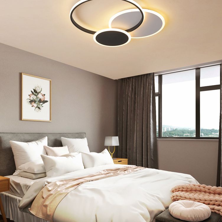 3 lámparas de techo LED circulares cruzadas lámparas de restaurante integradas modernas y simples de galvanoplastia metálica