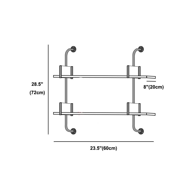 Industrial Wall Unit Bookshelf Black Iron Frame Brown Solid Wood Shelf Bookshelf