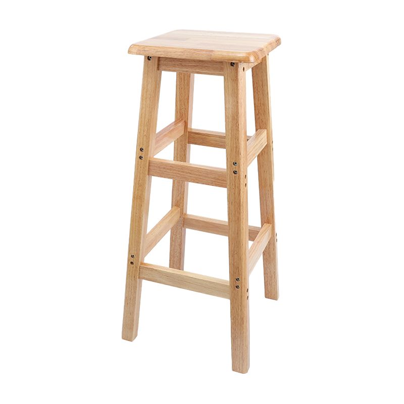 Taburete de bar sin respaldo moderno sin brazos de madera para el hogar con asiento y pedal de madera
