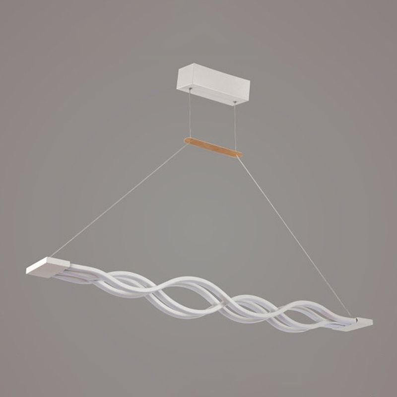 Simple Waving Hanging Island Light Metal LED Dining Room Island Ceiling Light