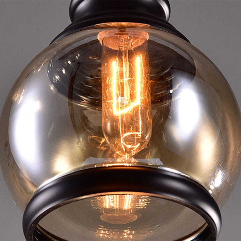 Black Shaded Pendant Lighting Fixture Minimalist Style Glass Hanging Ceiling Light