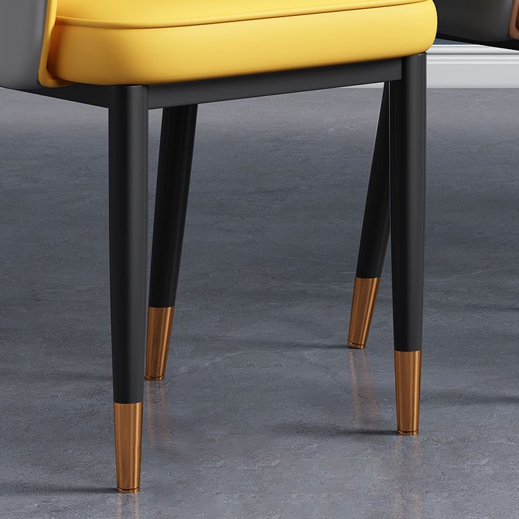 Contemporary Style Dining Chair Steel Legs Arm Chair with Upholstered
