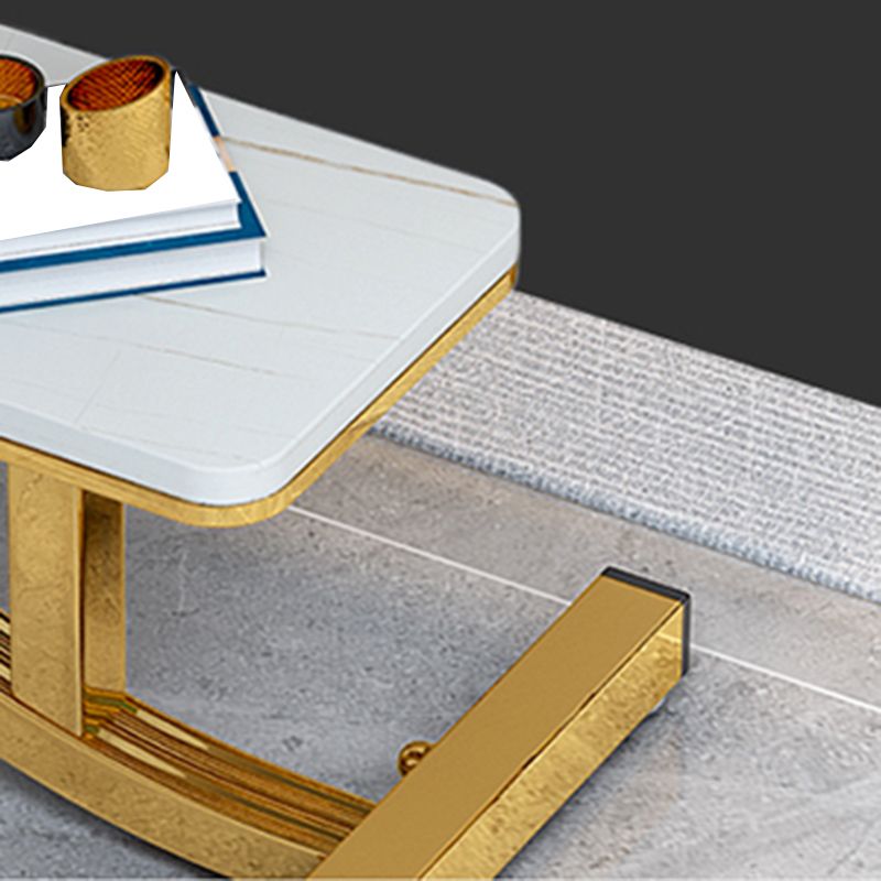 2-Tier Modernistic Metal C Side Table Slate Top Rectangular End Table