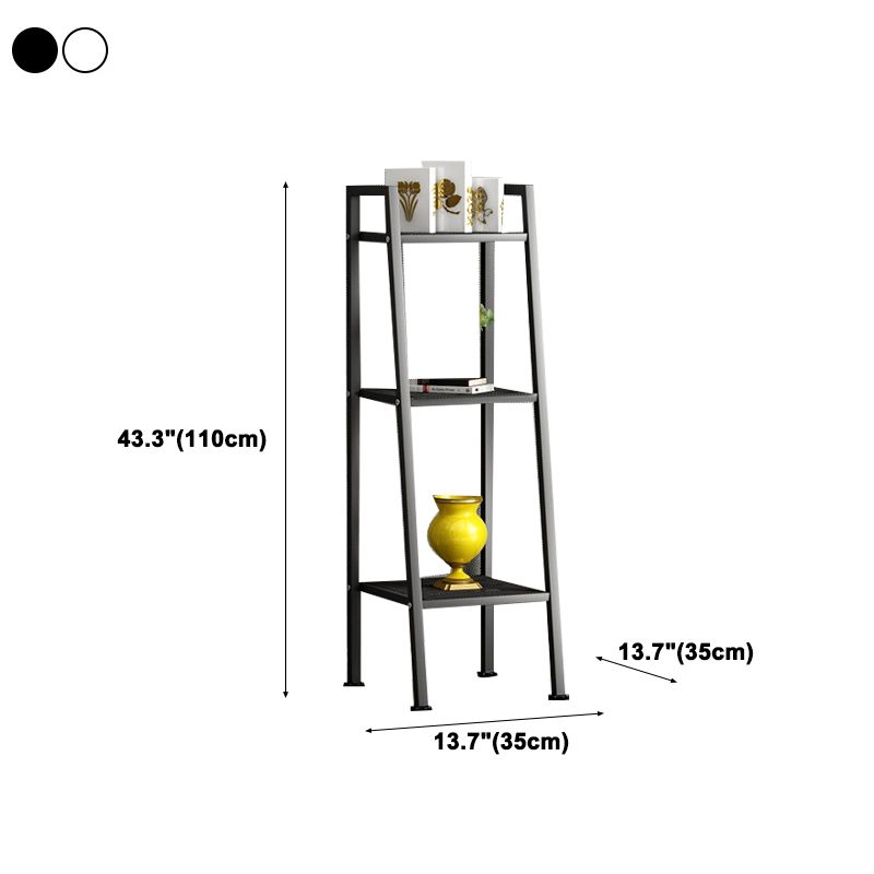 Contemporary Style Ladder Bookshelf Metal Open Back Bookcase for Office