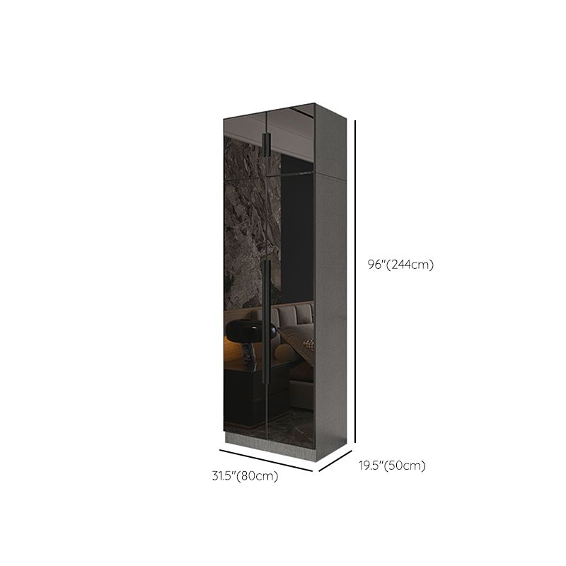 Black Color Glass Wardrobe Soft Close Door Wardrobe Closet for Home