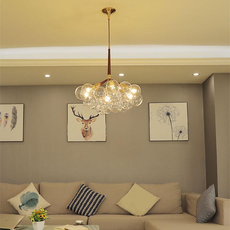 Globe Chandelier Light Fixture Vintage Clear Glass Pendant Lighting for Restaurant