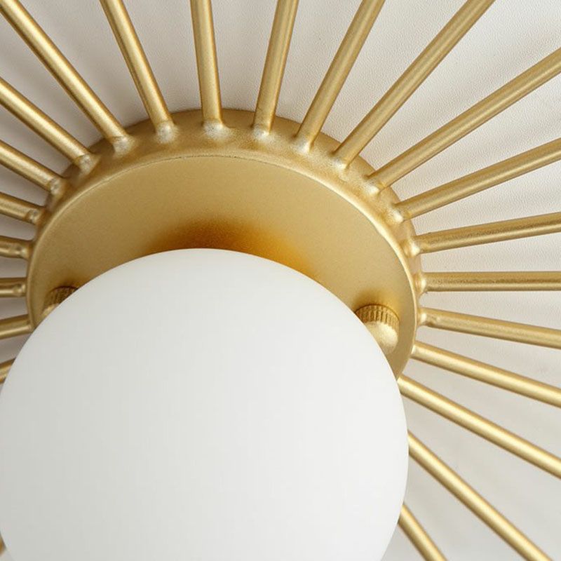 Golden Sunburst semi-inbouw eenvoudige creatieve plafondverlichting van enkel opaalglas voor foyer