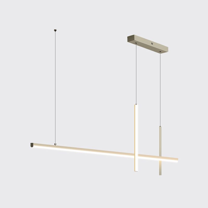 Modern Aluminium Island Lighting Fixtures Linear 3-Head Restaurant LED Suspension Lamp
