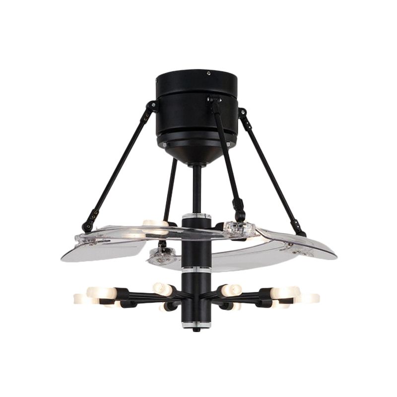 48 "breit geometrische Hangdüfter Leichtsexerität Metall Black Semi-Flush-Halterung mit 4 Klingen