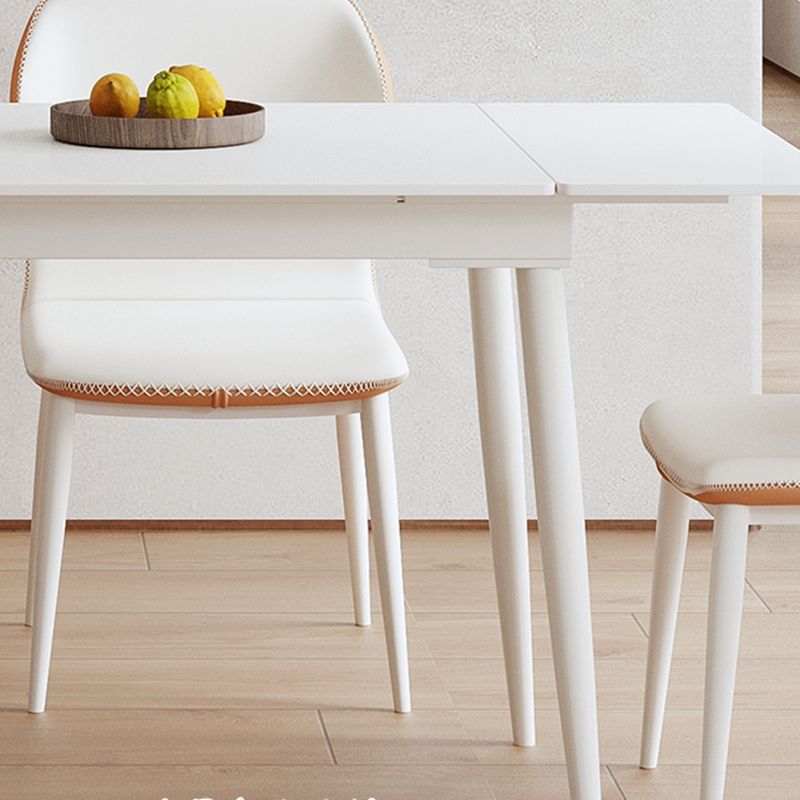 Contemporary 1/2/5/6/7 Pieces Dining Room Set Rectangle Stone Furniture in White