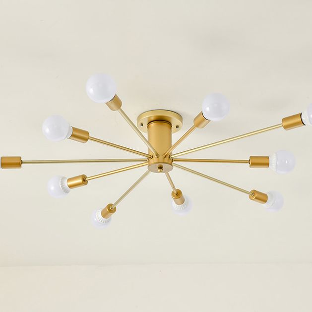 Luz de montaje de techo lámpara de lámpara de estilo loft bulbo de metal expuesto semi iluminación de montaje