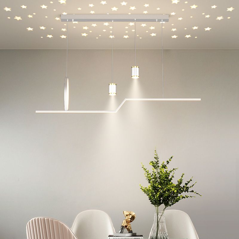 Nordic Metal Island Light Geométrico 39.5 "de ancho Multi Light Island Colgante para comedor