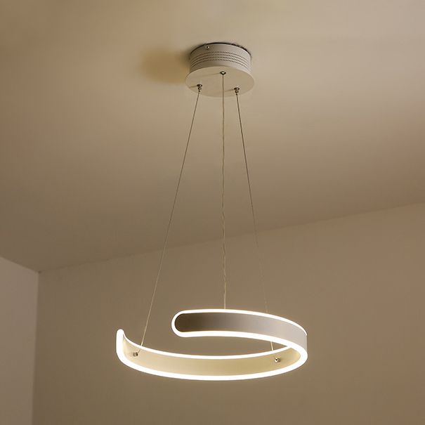 Postmodern 1/2/3-licht LED-suspensie Licht met acrylschaduw Bruin/witte ring Kroonluchter hanger in warm/wit/natuurlijk licht