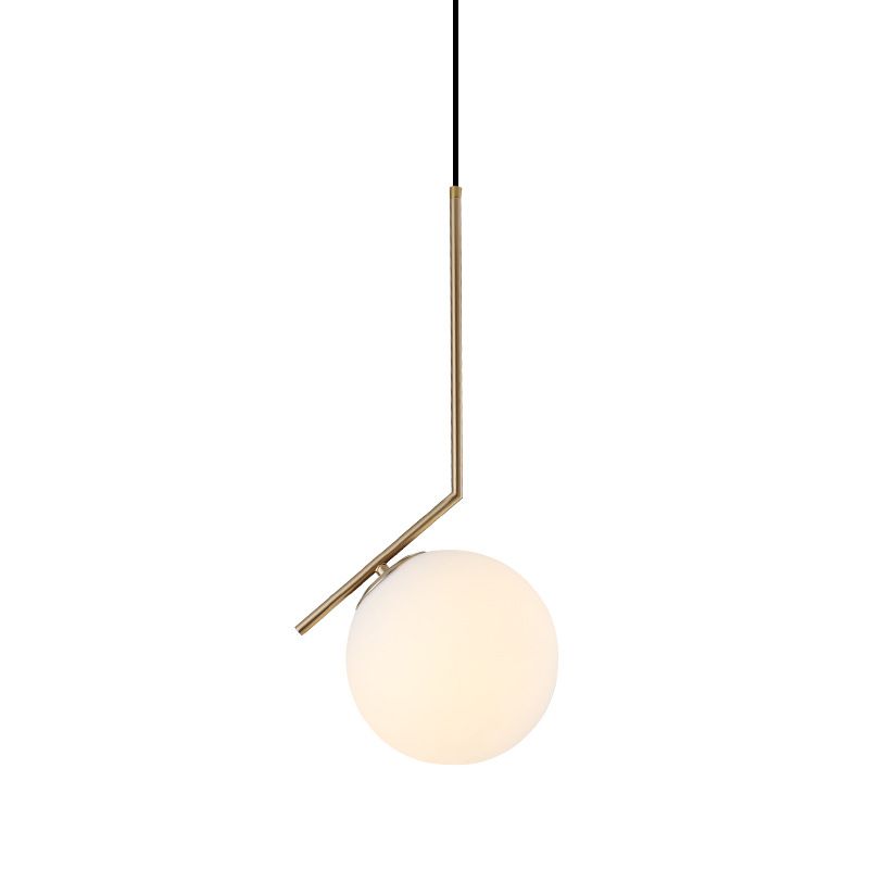 Goldene Kugel Drop Lampe zeitgenössische 1 Glühbirnen -Creme -Glas -Deckenleuchte für Schlafzimmer