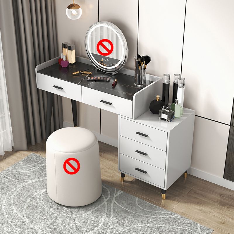 Black/White Vanity Dressing Table Set with 5 Storage Drawers