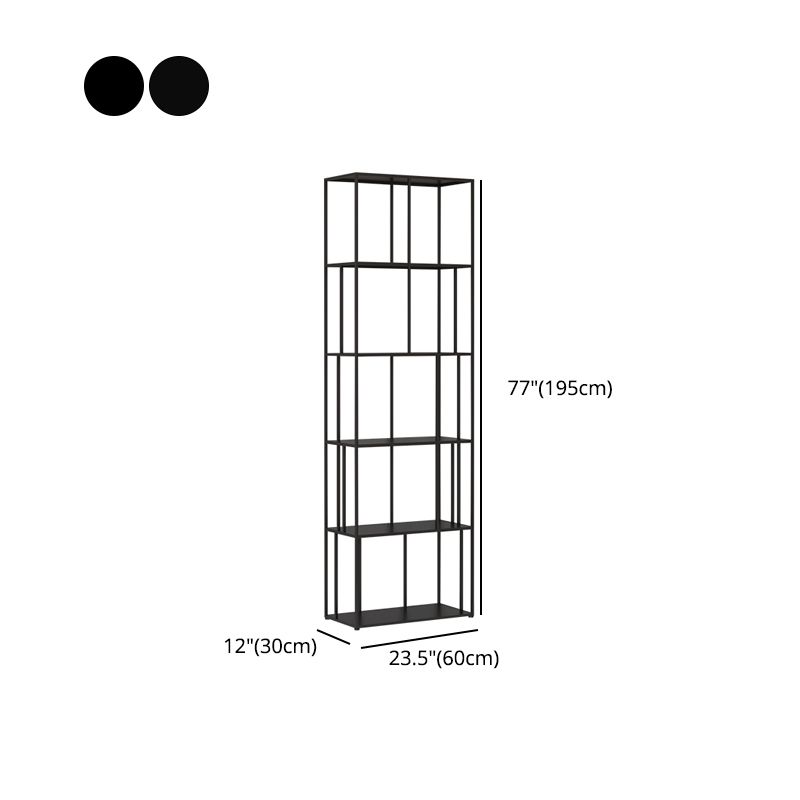 76.77"H Bookshelf Contemporary Style Open Back Black Bookcase for Home Office