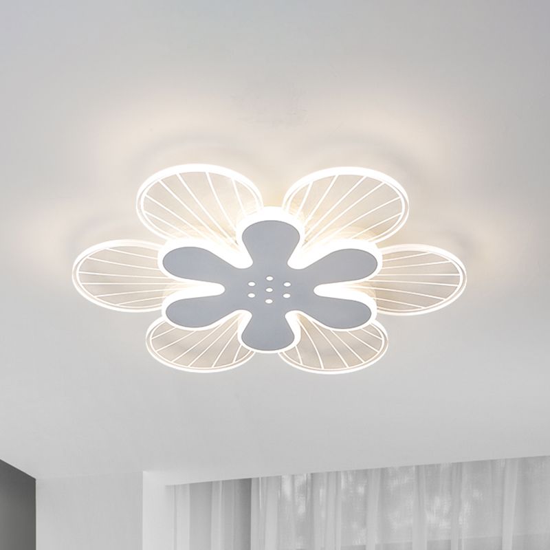 Weiße Blume Flush Leuchte Zeitgenössisch 16.5 "/20.5" Weiss LED Acryl Unterputz Lampe in Weiß/Warm Licht