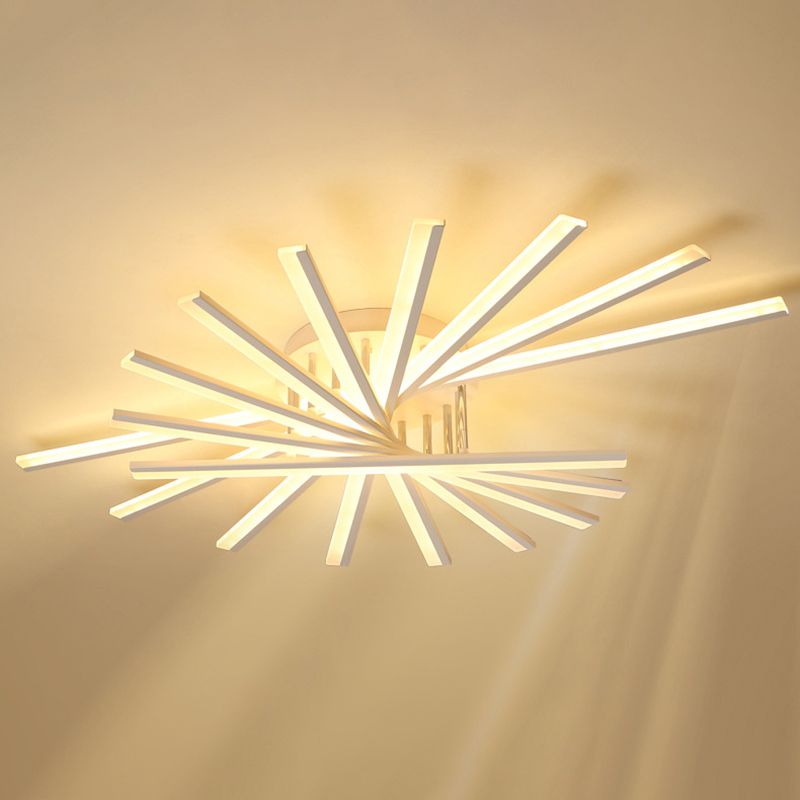 Fan-Shaped Living Room LED Semi Flush Acrylic Modern Flush Ceiling Lighting Fixture