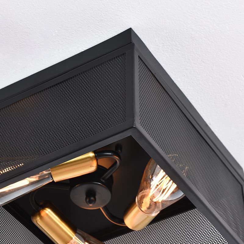 Square Flush Mount Ceiling Light Nordic Industrial Style Metal Ceiling Mount Chandelier for Hallway