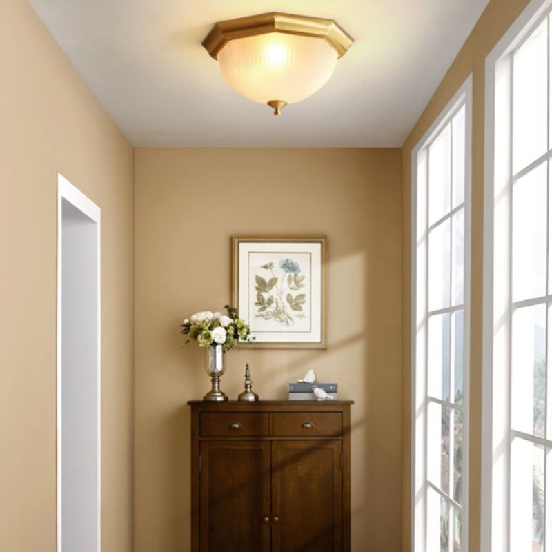 Glass Flush Mount Ceiling Light Brass Ceiling Lighting in Gold for Living Room Dining Room