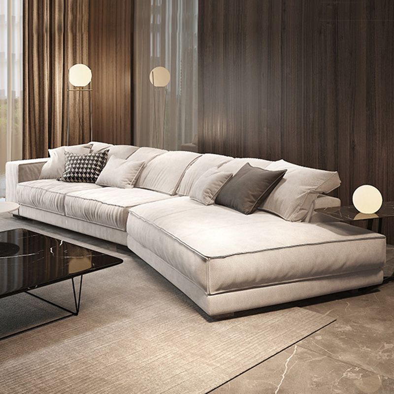 Scandinavian Square Arm Sectional with Pillow Back for Apartment