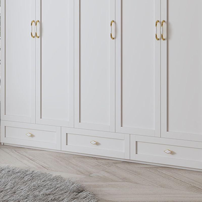 White Hinged Wardrobe Cabinet Engineered Wood Wardrobe Armoire