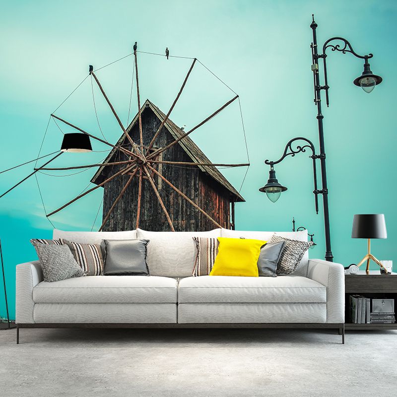 Horizontal Photography Wallpaper Mural Windmill Sitting Room Wall Mural