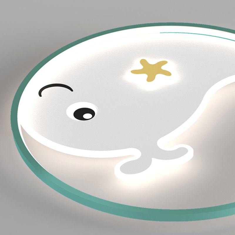 Whale Cartoon Ceiling Lamp Modern Creative Flush-mount Lamp for Kid's Room