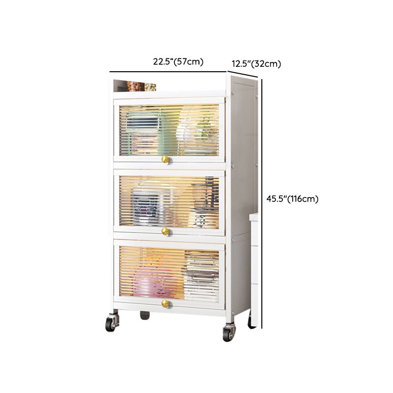 white Metallic Buffet Sideboard 12.6-inch wide Dining Server with wheels