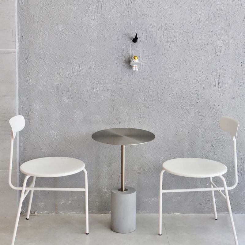 Mid-Century Modern Pedestal Metal Coffee Table Round Top Shape Cocktail Table