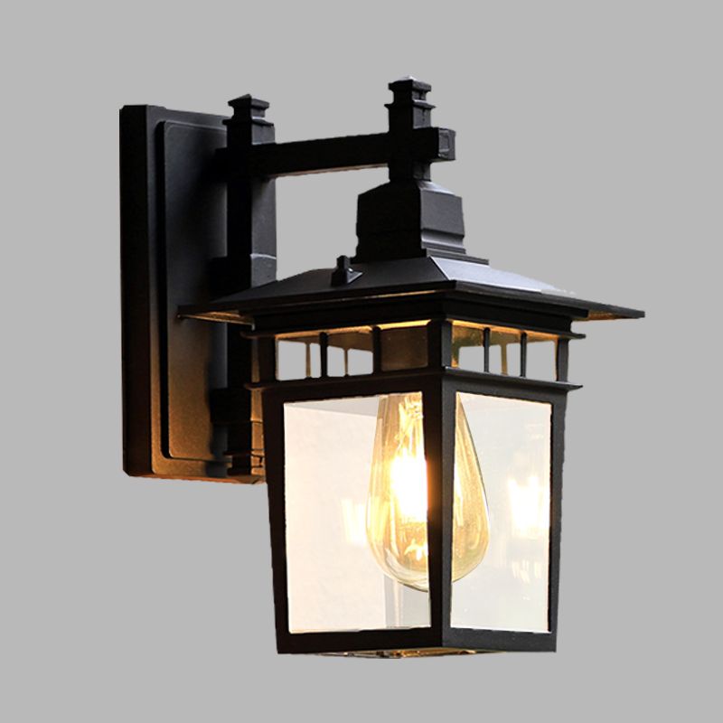 Lampada da parete da 8,5"/11" W a 1 lampadina per alloggiare l'illuminazione a parete in vetro trasparente del padiglione in nero