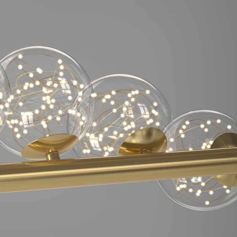 7/9/11-Light Contemporary Golden Kitchen Island Lighting Glass Ceiling Light for Bedroom