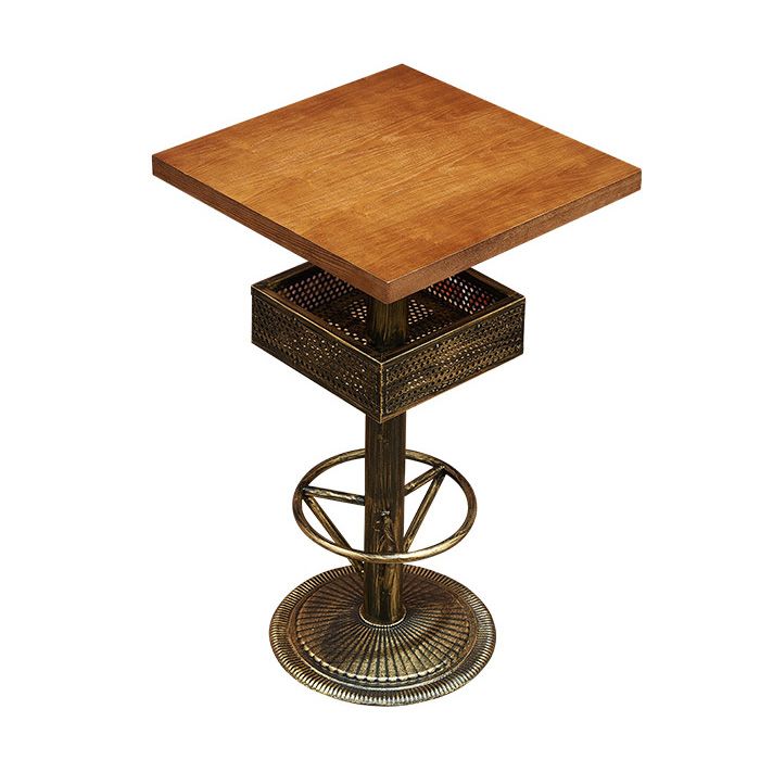 Industrial Solid Wood Bar Table Set 1/3/4/5 Pieces Counter Table with High Stools