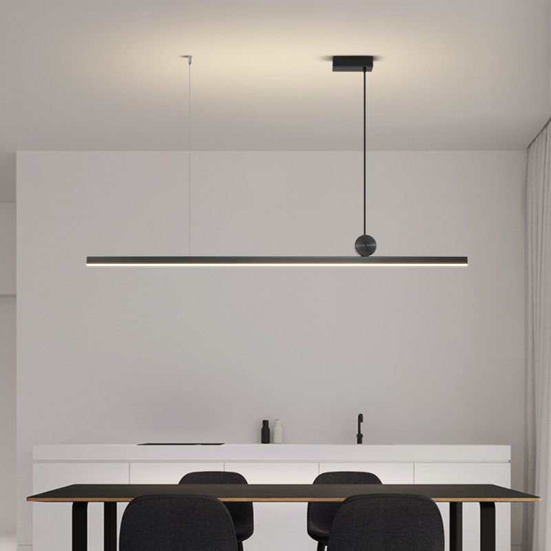 Contemporary Linear Shape Pendant Light with Plastic Shade for Living Room