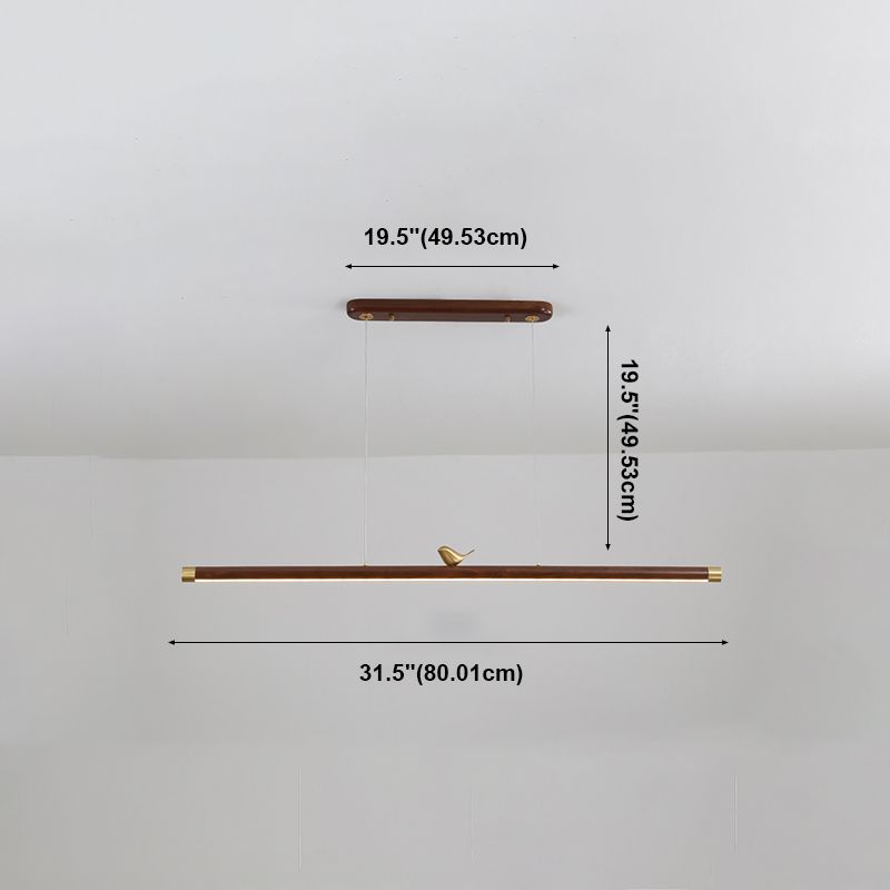 Contemporary Kitchen Pendant Light Linear Ceiling Pendant Light Wood 1 Light