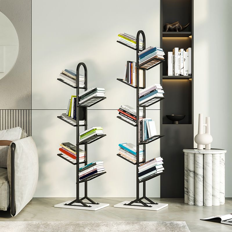 Contemporary Etagere Bookcase Open Back Metal Bookshelf with Shelves