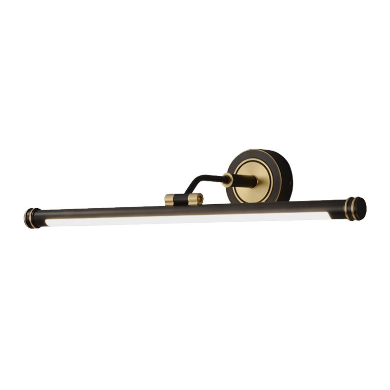 Black/Brass Tubular Wall Sconce Lighting Contemporary LED Metal Vanity Light Fixture with Adjustable Arm