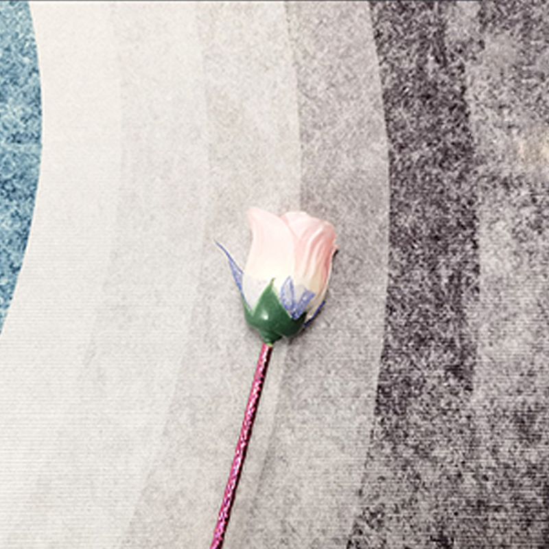 White Retro Carpet Polyester Flower Carpet Non-Slip Backing Carpet for Home Decoration