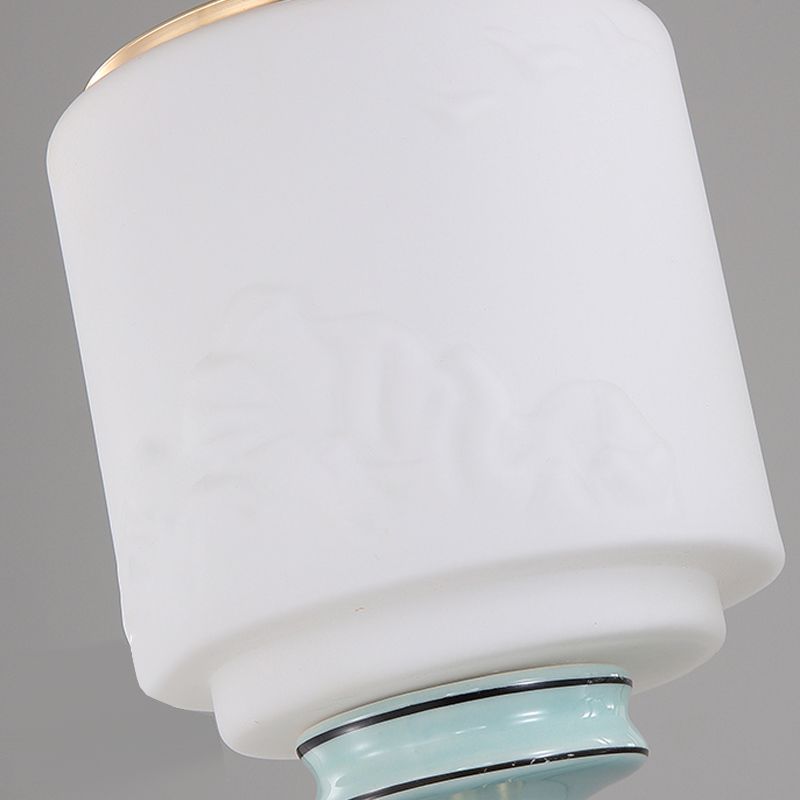 Lámpara de techo con pantalla de cristal tradicional, accesorio de iluminación de montaje empotrado para el hogar