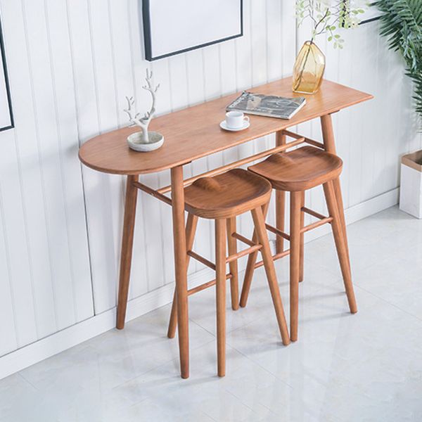 Contemporary Brown Wood Bar Table Free Form Counter Height Table with 4 Legs
