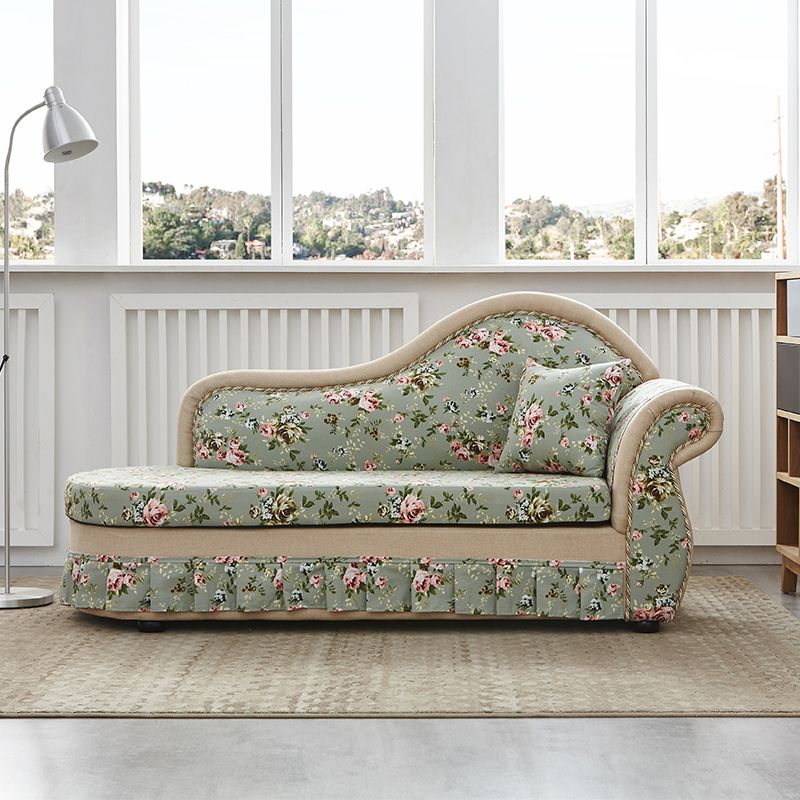 Traditional Removable Cushions Chaise Fabric Floral Chaise for Living Room