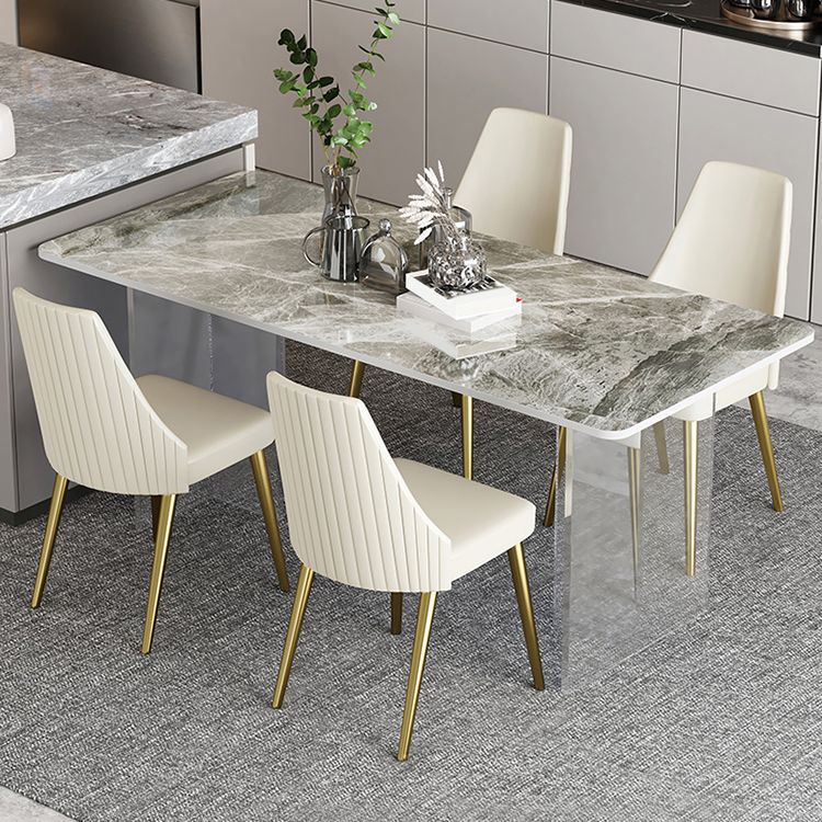 Modern 1/2/4/5/6 Pieces Dining Set Rectangle Stone Dining Table for Dining Room