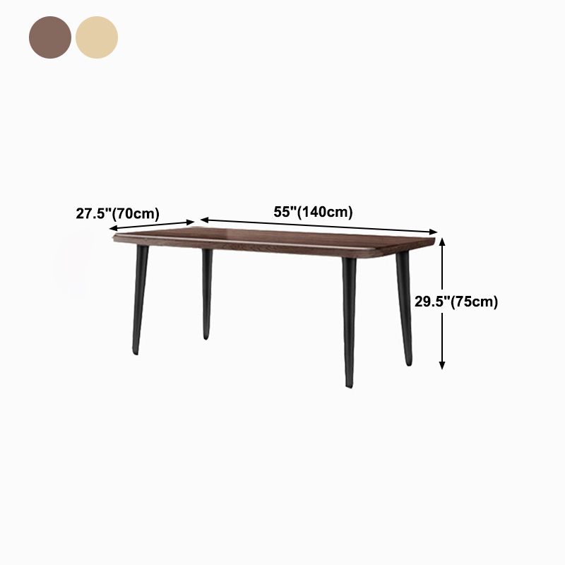 Natural-Brown Solid Wood Dining Table Rectangular Modern Furniture with 4 Legs