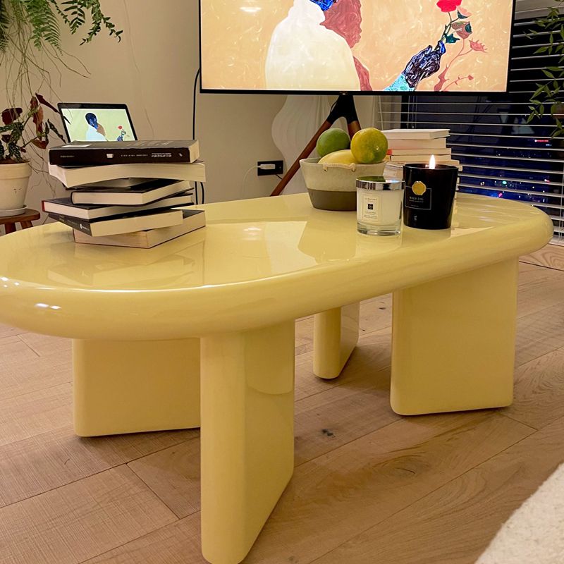 4 Legs Coffee Cocktail Table Wooden Oval Coffee or End Table